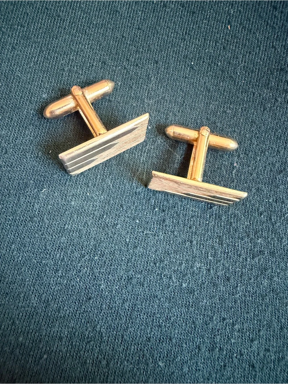 Mid Century Modern Vintage Swank Gold- Plated Cufflinks Geometric Design